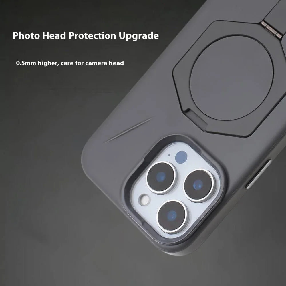 For iPhone 16 Pro Max Magnetic Case TPU + PC Kickstand Phone Cover - Grey - 5