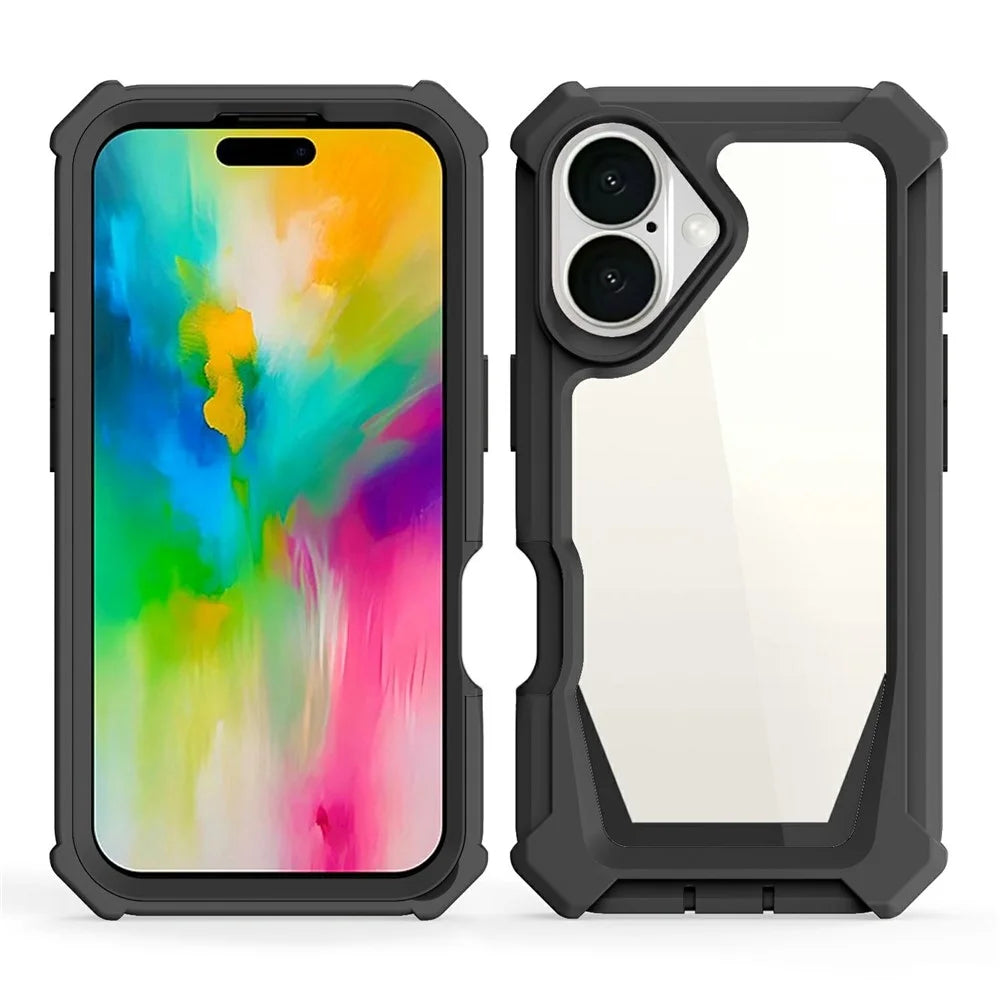 For iPhone 16 Plus Case Detachable 2 in 1 TPU + PC Shockproof Phone Back Cover - Black - 2