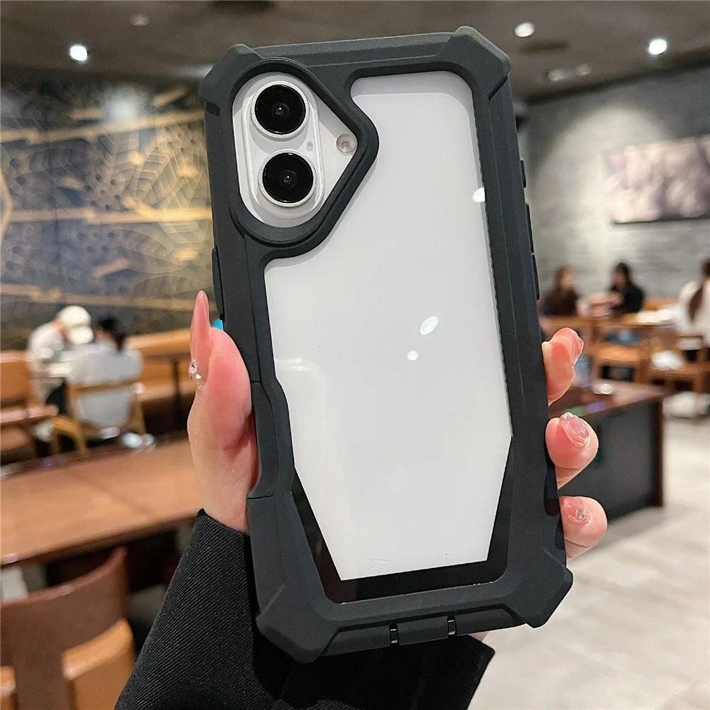 For iPhone 16 Plus Case Detachable 2 in 1 TPU + PC Shockproof Phone Back Cover - Black - 3