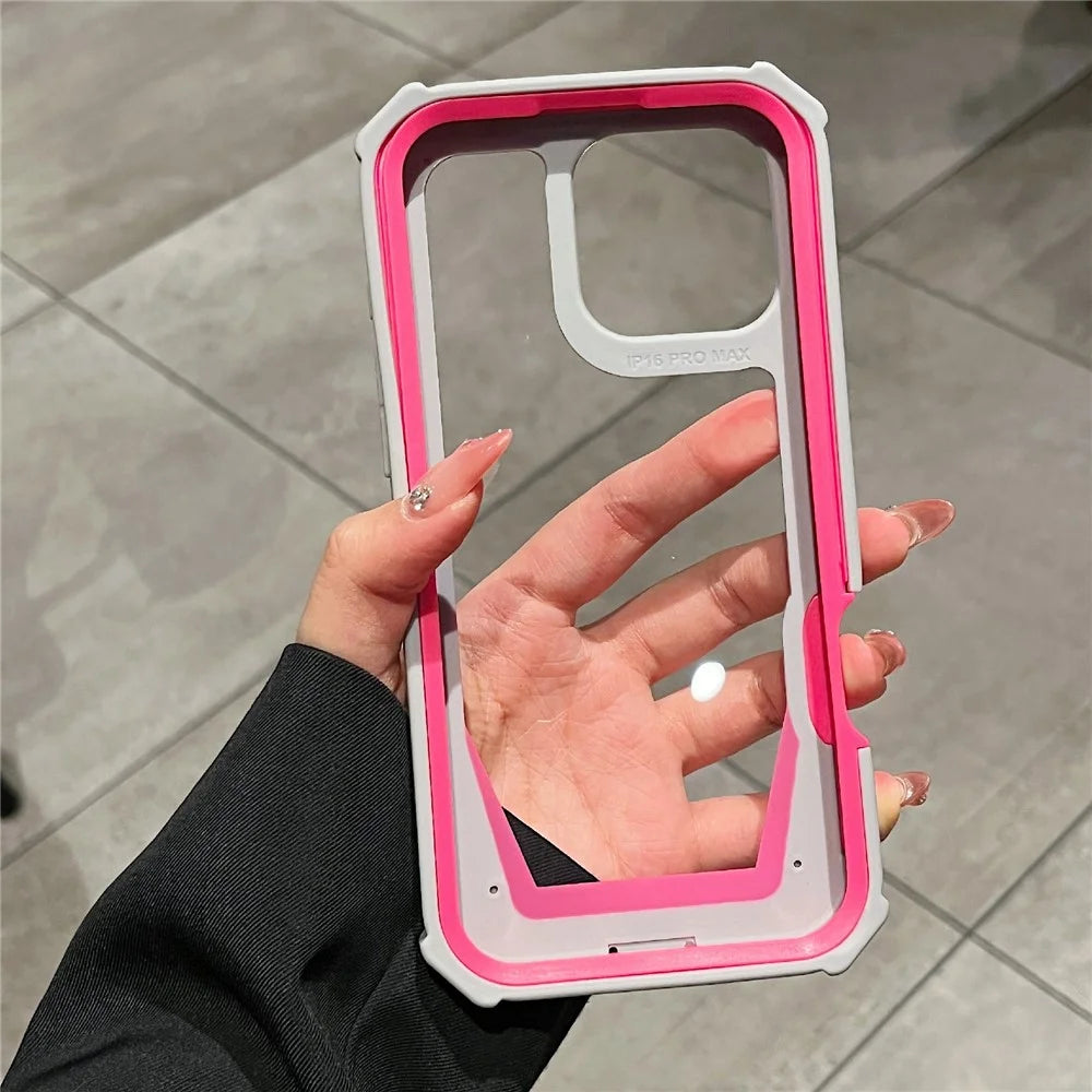 For iPhone 16 Pro Max Case Detachable 2 in 1 TPU + PC Shockproof Phone Back Cover - Grey  /  Rose - 4