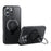 For iPhone 16 Pro Max Case Compatible with MagSafe Kickstand Carbon Fiber Texture PC + TPU Back Cover with Silicone Ring - Black - 1