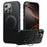 For iPhone 16 Pro Case Compatible with MagSafe Kickstand Carbon Fiber Texture PC + TPU Back Cover - Black - 1