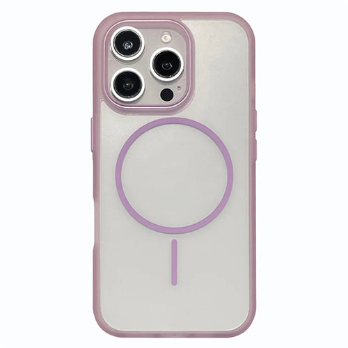 For iPhone 16 Pro Magnetic Case TPU + PC Clear Phone Back Cover - Purple - 1