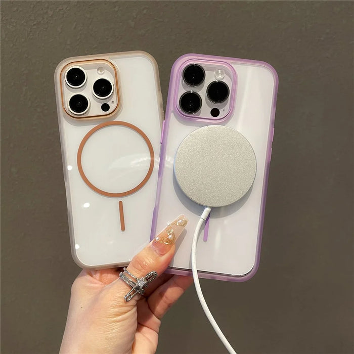 For iPhone 16 Pro Magnetic Case TPU + PC Clear Phone Back Cover - Purple - 3
