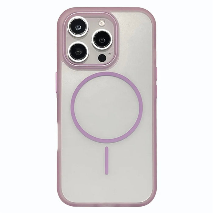For iPhone 16 Pro Max Magnetic Case TPU + PC Clear Phone Back Cover - Purple - 1