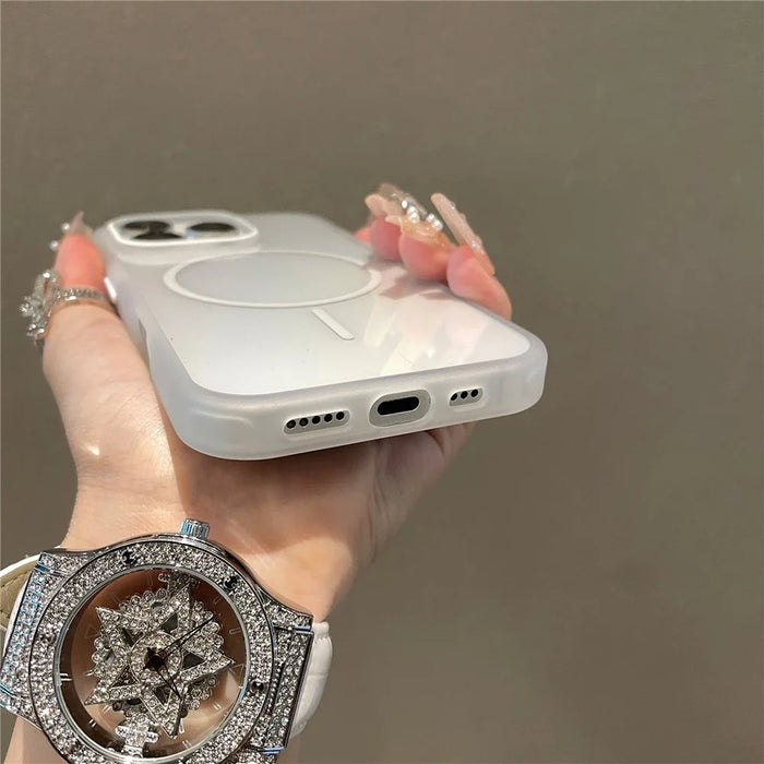 For iPhone 16 Pro Max Magnetic Case TPU + PC Clear Phone Back Cover - Purple - 4