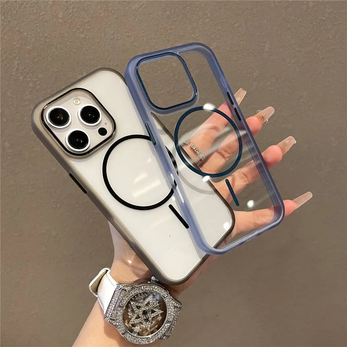 For iPhone 16 Pro Max Magnetic Case TPU + PC Clear Phone Back Cover - Purple - 6