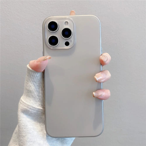 For iPhone 16 Pro Case Slim Soft TPU Phone Back Cover with Metal Buttons - Grey - 1