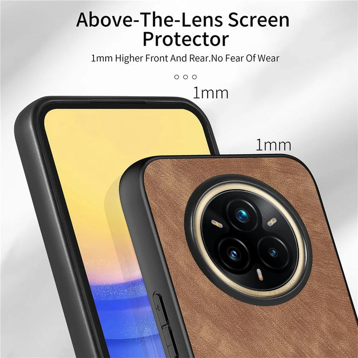 For Realme 14 Pro 5G Case with Card Holder Kickstand Leather Phone Back Cover - Brown - 3