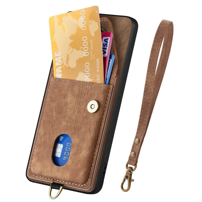 For Realme 14 Pro 5G Case with Card Holder Kickstand Leather Phone Back Cover - Brown - 4