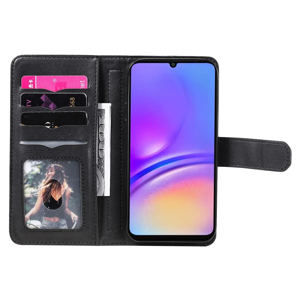 For Samsung Galaxy A08 5G / A08 4G / A07 4G / A06 4G / A06 5G Leather Case with 10 Card Holder Phone Cover Stand - Black - 2