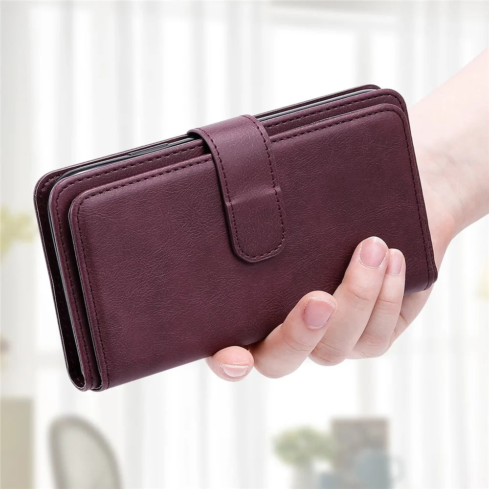 For Samsung Galaxy A18 5G / A17 5G / A17 4G / A26 5G / A16 5G / A16 4G Leather Case with 10 Card Holder Phone Cover Stand - Wine Red - 4