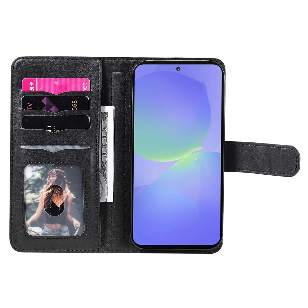 For Samsung Galaxy A36 5G Leather Case with 10 Card Holder Phone Cover Stand - Black - 2