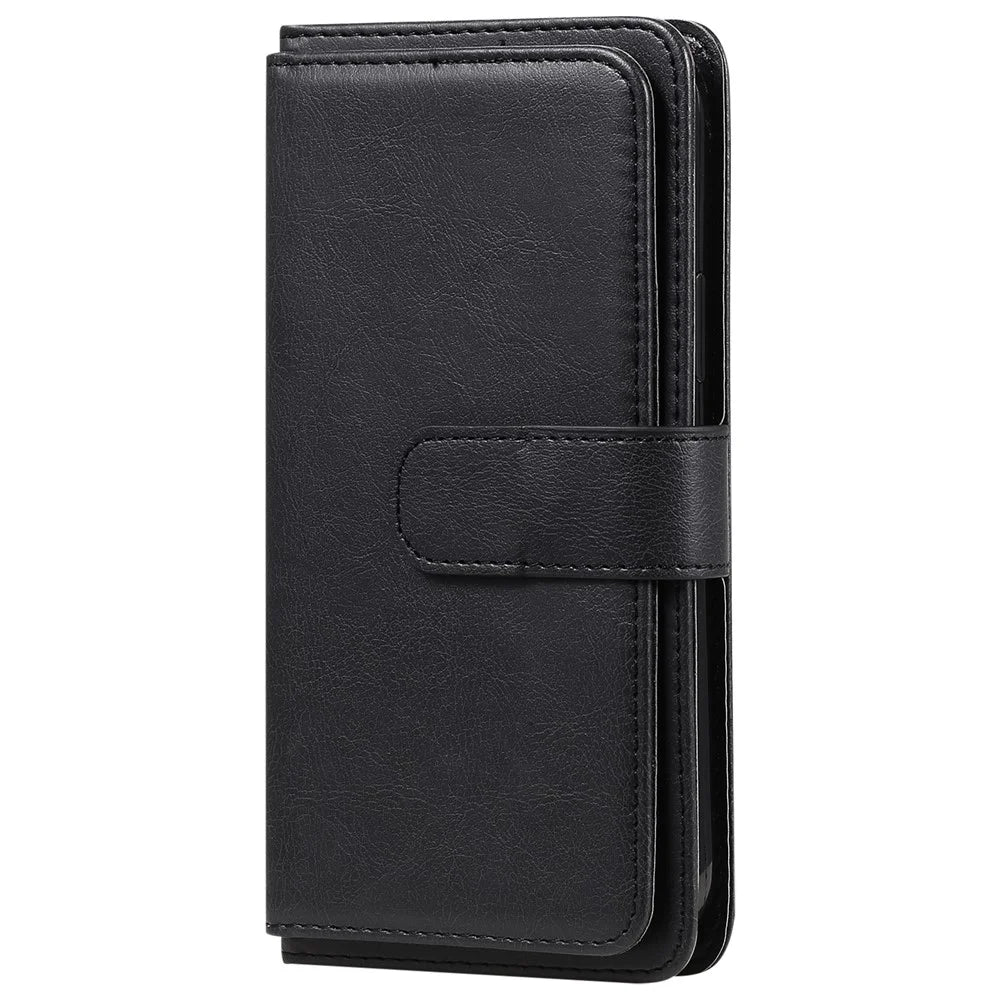 For Samsung Galaxy A36 5G Leather Case with 10 Card Holder Phone Cover Stand - Black - 7