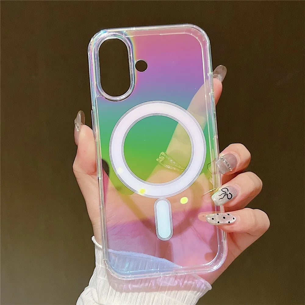 For iPhone 16 Plus Case Compatible with MagSafe Acrylic + TPU Gradient Phone Cover - 4