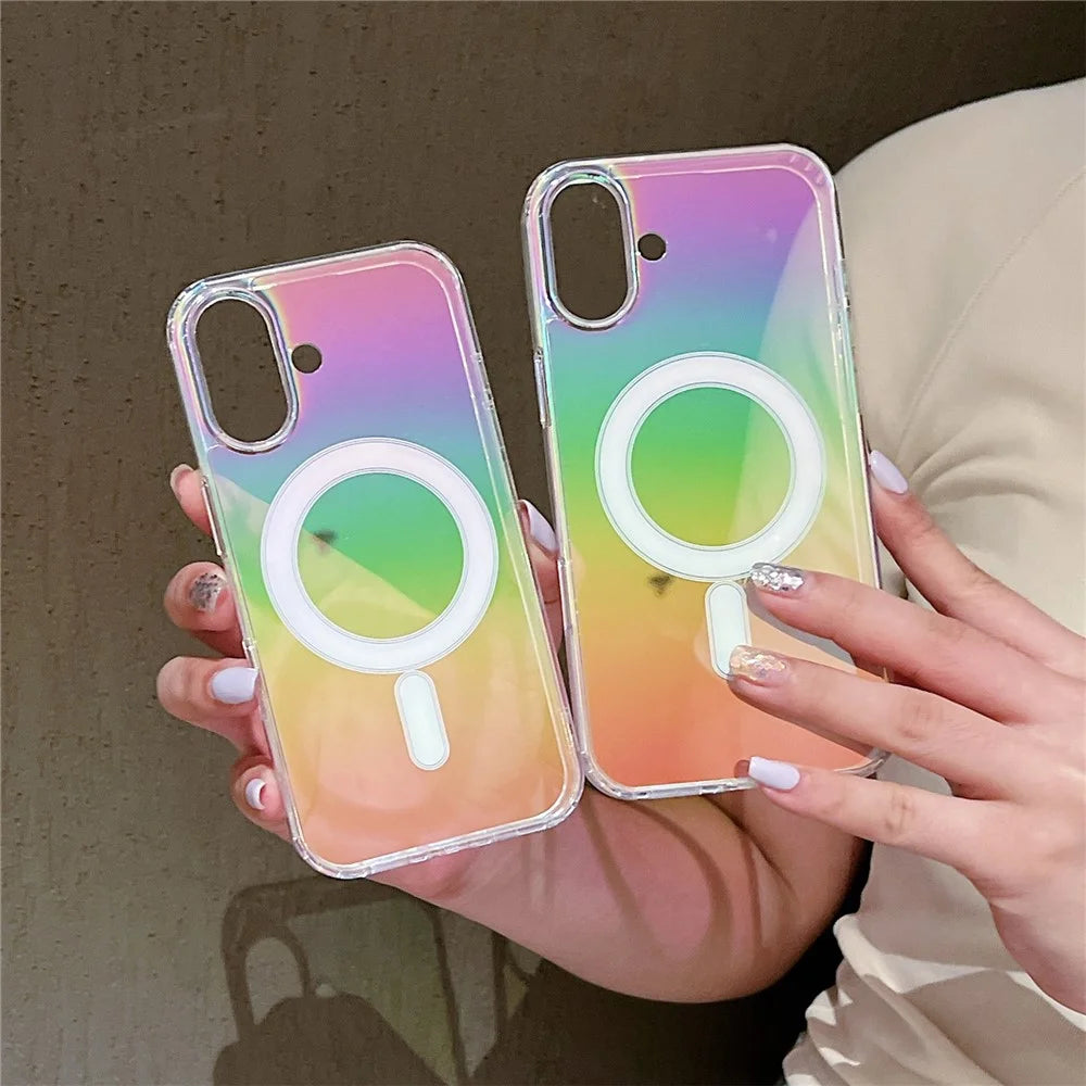 For iPhone 16 Plus Case Compatible with MagSafe Acrylic + TPU Gradient Phone Cover - 5