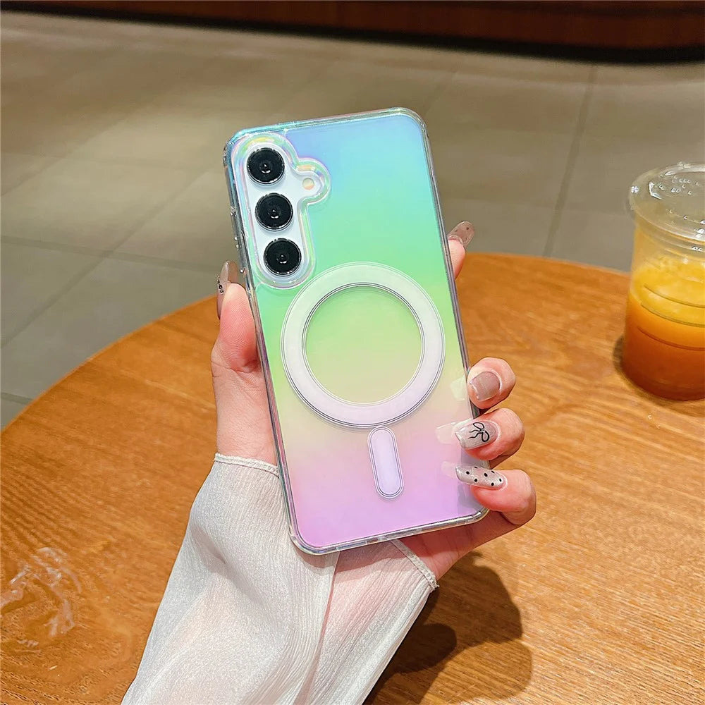 For Samsung Galaxy A56 5G Magnetic Case Acrylic + TPU Gradient Phone Cover - 1