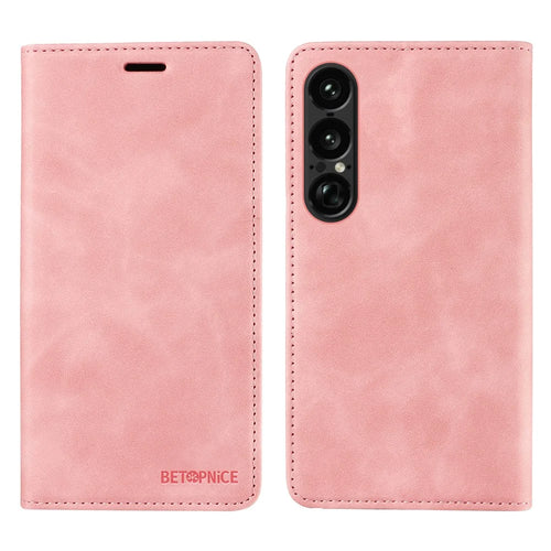 BETOPNICE For Sony Xperia 1 VII Case  Magnetic Closure RFID Blocking Wallet Stand Leather Phone Cover - Pink - 1