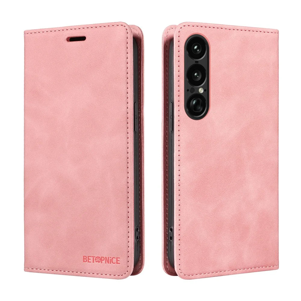 BETOPNICE For Sony Xperia 1 VII Case  Magnetic Closure RFID Blocking Wallet Stand Leather Phone Cover - Pink - 2