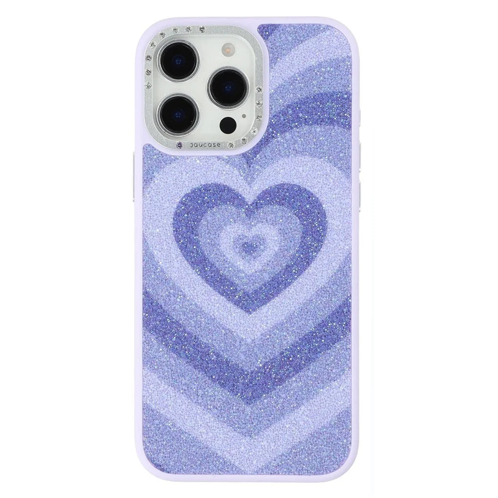 JAUCASE For iPhone 15 Pro Magnetic Case Heart Pattern PU + TPU + PC Phone Back Cover - Purple - 1