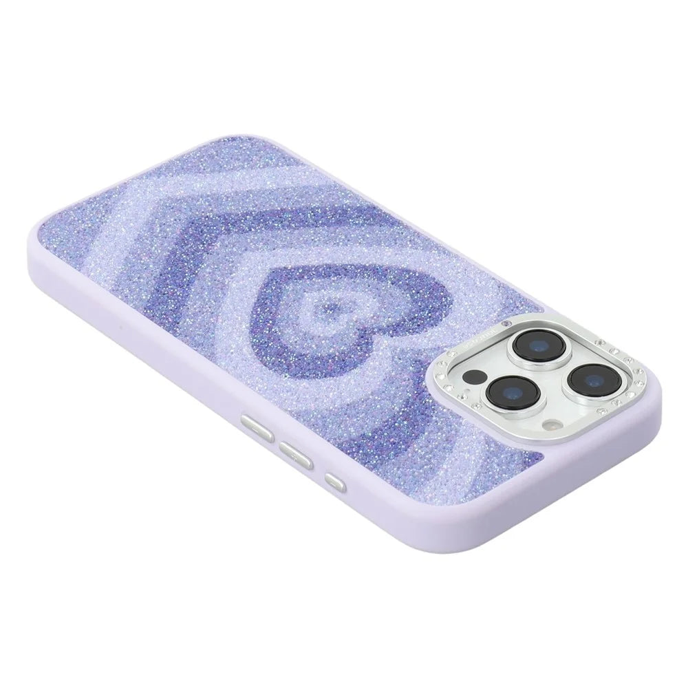 JAUCASE For iPhone 15 Pro Max Magnetic Case Heart Pattern PU + TPU + PC Phone Back Cover - Purple - 4