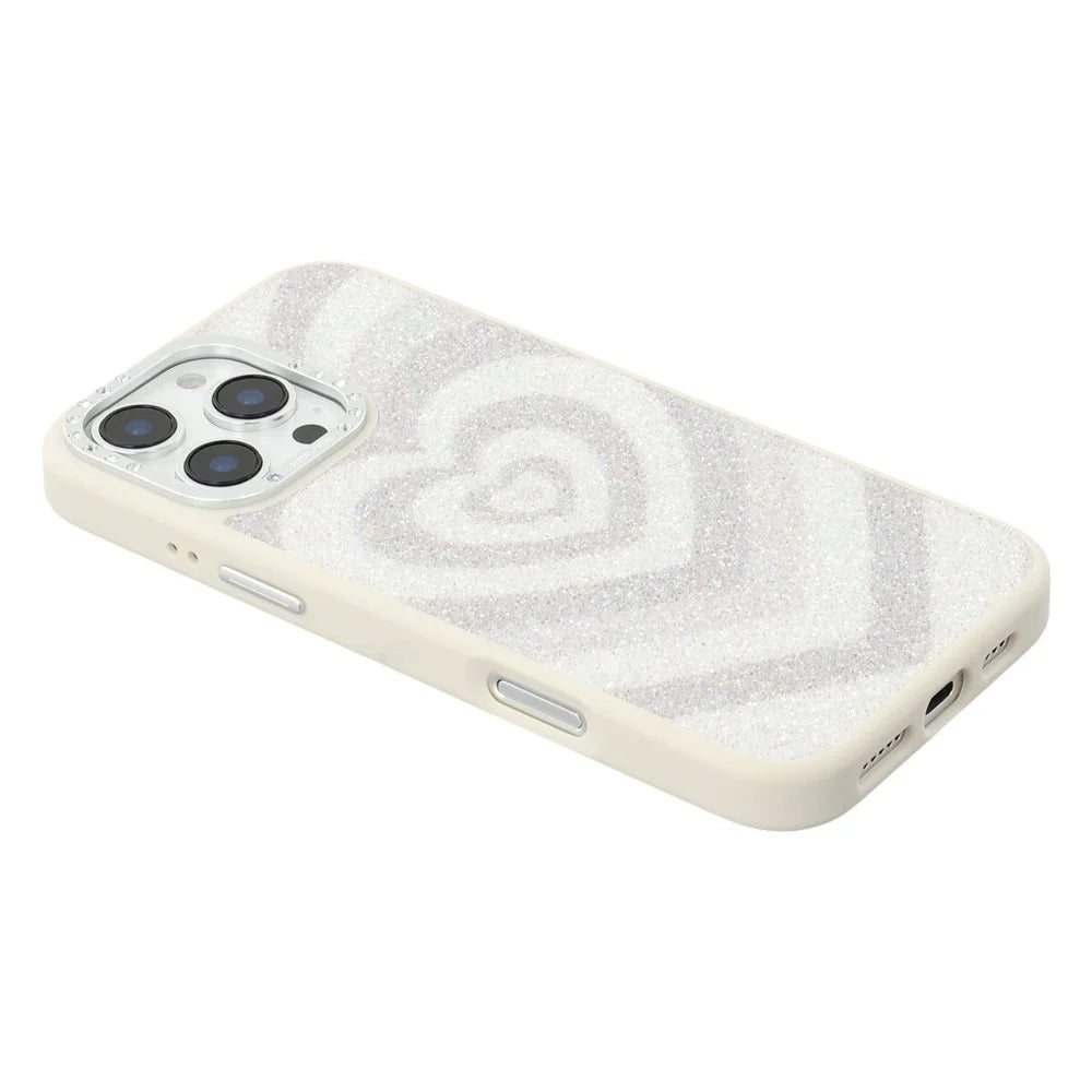 JAUCASE For iPhone 16 Pro Magnetic Case Heart Pattern PU + TPU + PC Phone Back Cover - White - 5