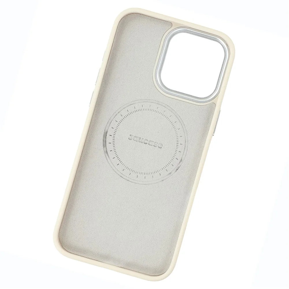 JAUCASE For iPhone 15 Pro Max Magnetic Case Glitter Flower Pattern PU + TPU + PC Phone Back Cover - White - 5