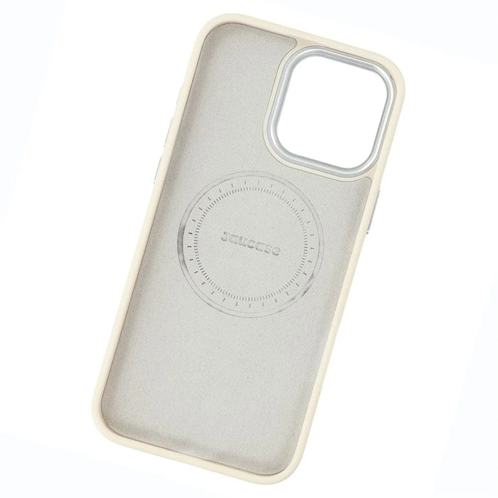 JAUCASE For iPhone 15 Pro Magnetic Case Glitter Flower Pattern PU + TPU + PC Phone Back Cover - White - 5