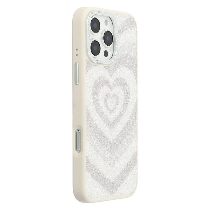 JAUCASE For iPhone 16 Pro Max Magnetic Case Heart Pattern PU + TPU + PC Phone Back Cover - White - 1