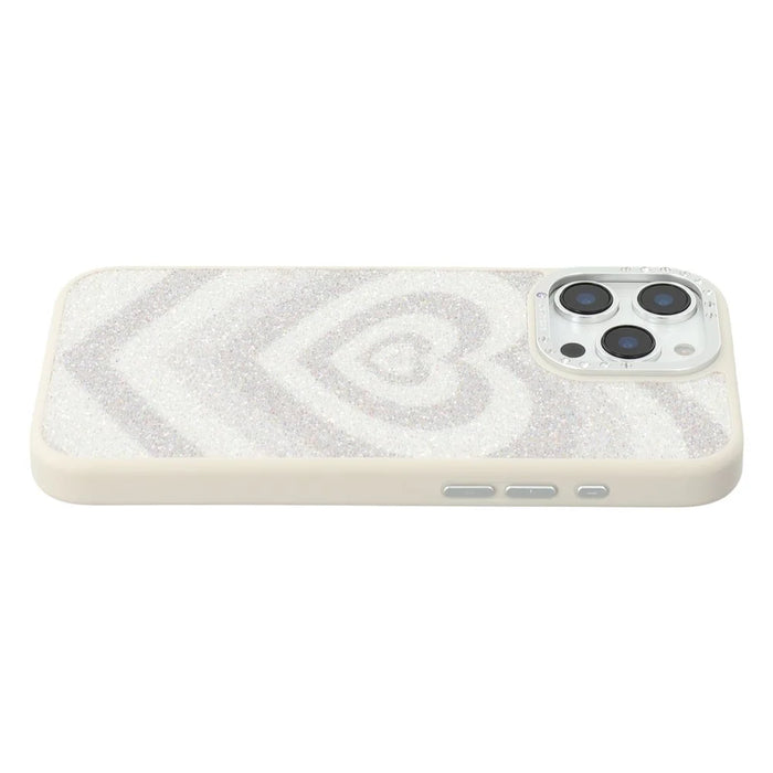 JAUCASE For iPhone 16 Pro Max Magnetic Case Heart Pattern PU + TPU + PC Phone Back Cover - White - 4