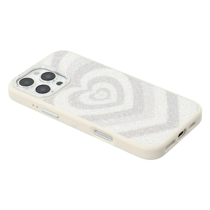 JAUCASE For iPhone 16 Pro Max Magnetic Case Heart Pattern PU + TPU + PC Phone Back Cover - White - 5