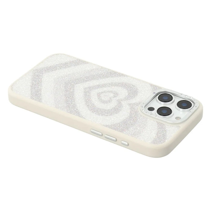 JAUCASE For iPhone 16 Pro Max Magnetic Case Heart Pattern PU + TPU + PC Phone Back Cover - White - 6