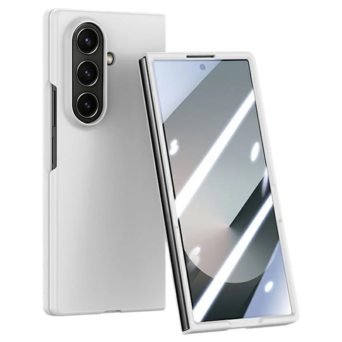 For Samsung Galaxy Z Fold7 5G Case Large Window Hard PC Phone Cover with Small Screen Film - White - 1