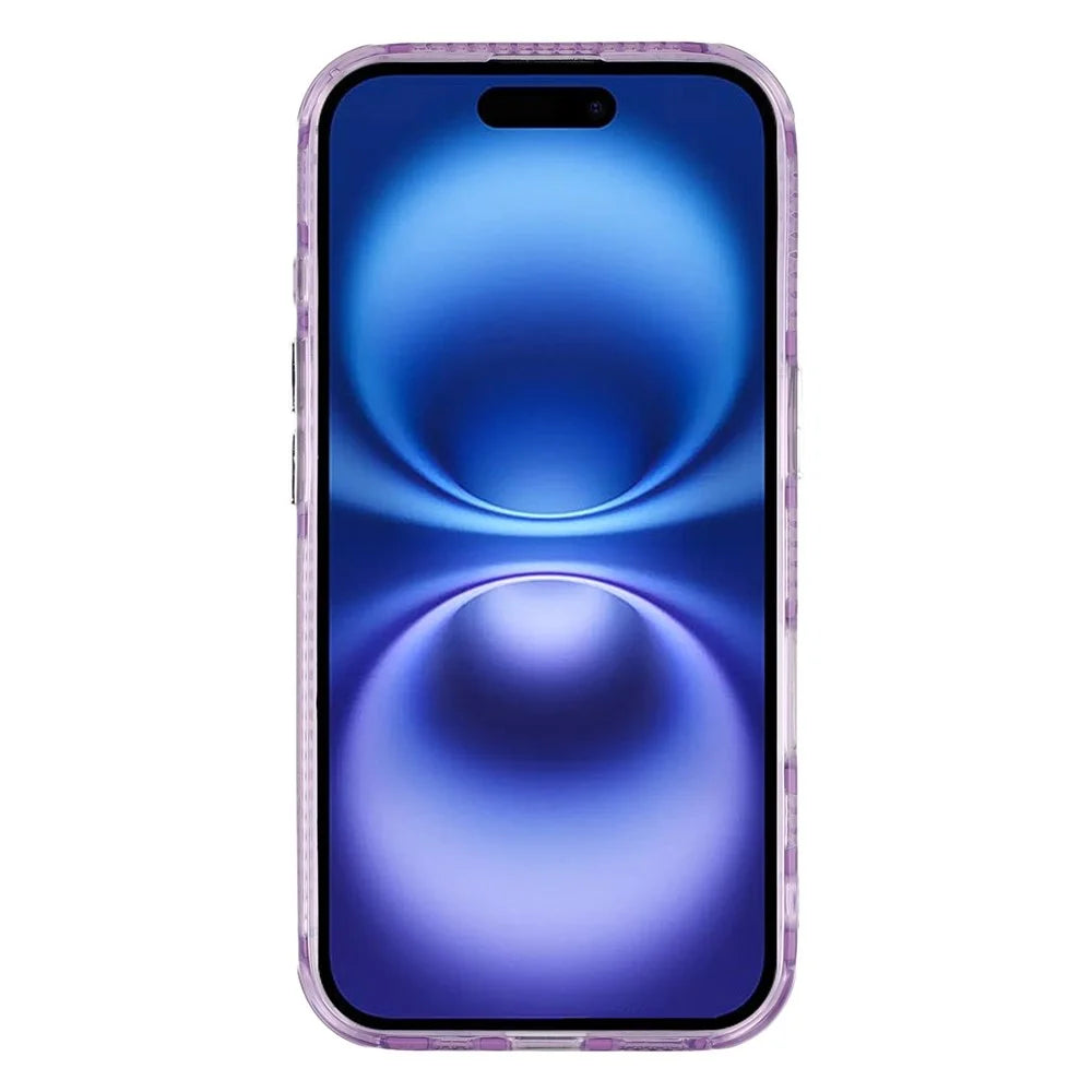 For iPhone 16 Case with Mirror IMD PC + TPU Phone Cover with Glass Lens Film - Foil Pattern / Purple - 2