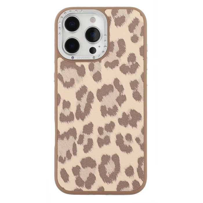 JAUCASE For iPhone 16 Pro Max Magnetic Case Leopard Print PU + TPU + PC Phone Back Cover - Brown - 3