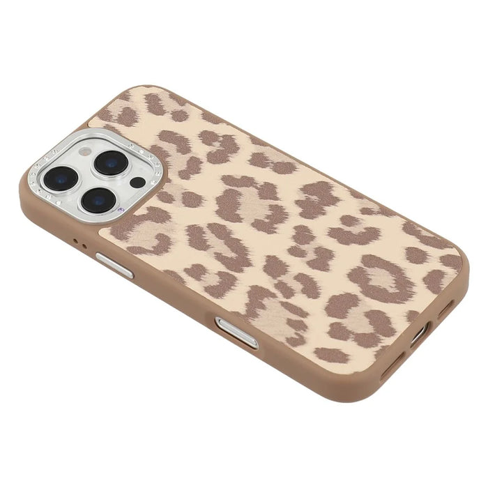 JAUCASE For iPhone 16 Pro Magnetic Case Leopard Print PU + TPU + PC Phone Back Cover - Brown - 5