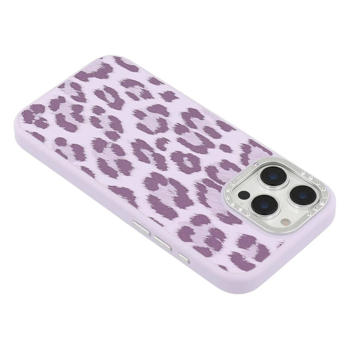 JAUCASE For iPhone 15 Pro Max Magnetic Case Leopard Print PU + TPU + PC Phone Back Cover - Purple - 4
