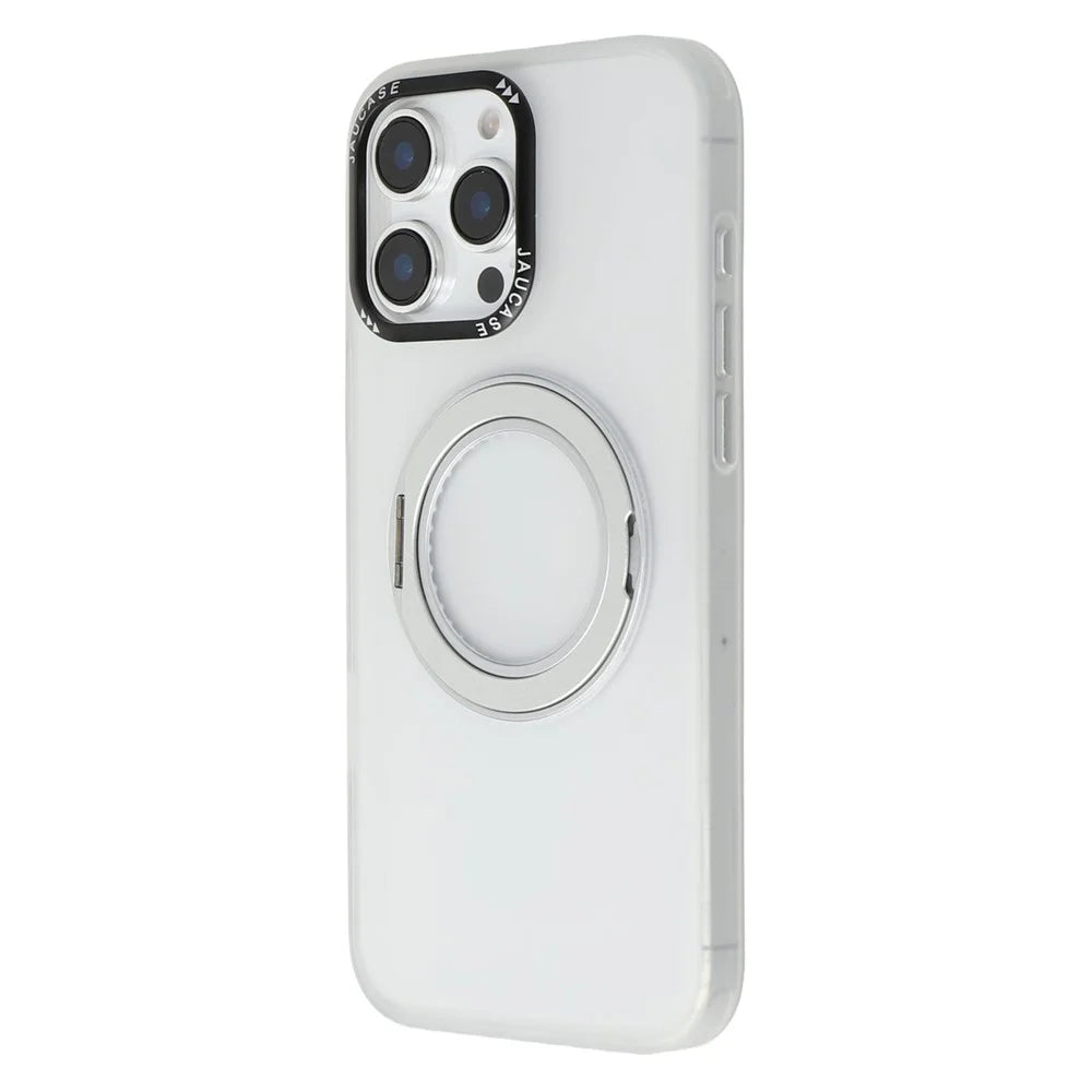 JAUCASE For iPhone 16 Pro Magnetic Case with Kickstand TPU + PC Phone Back Cover - White - 4