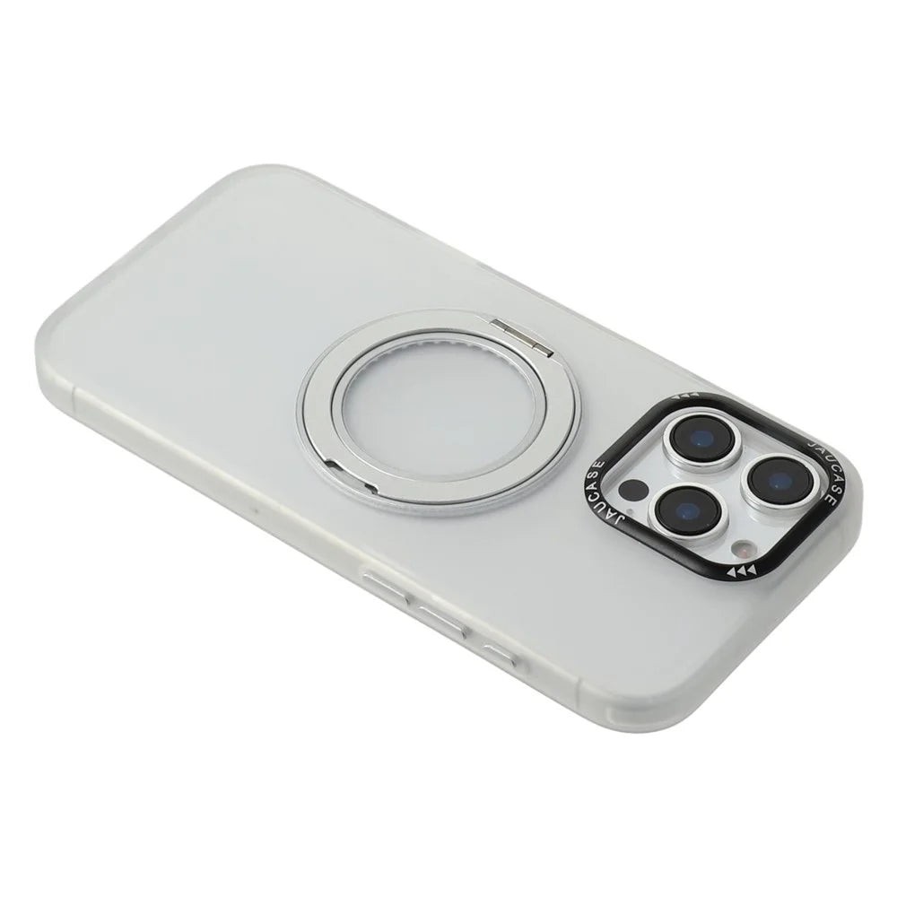 JAUCASE For iPhone 16 Pro Magnetic Case with Kickstand TPU + PC Phone Back Cover - White - 7