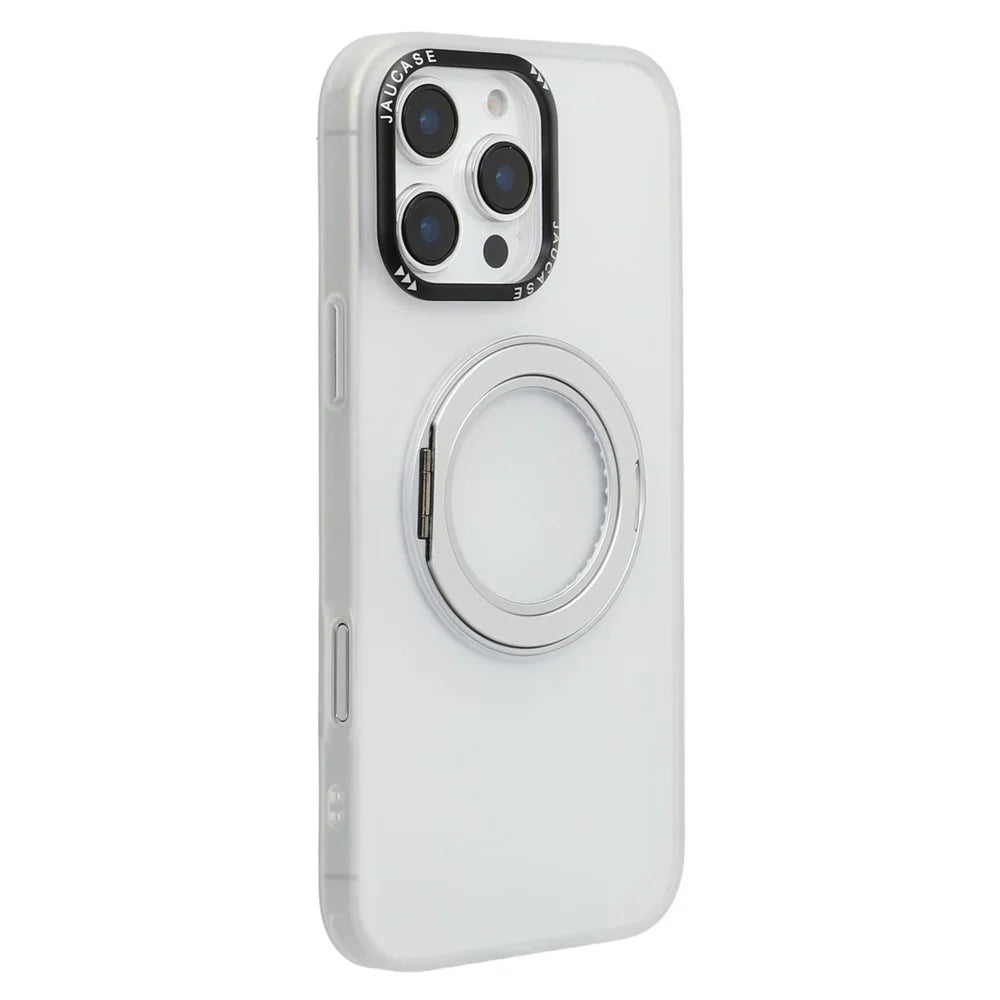 JAUCASE For iPhone 16 Pro Max Magnetic Case with Kickstand TPU + PC Phone Back Cover - White - 1