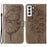 For Samsung Galaxy S23 Wallet Case with Wrist Strap Butterfly Imprint Leather Phone Cover - Grey - 1