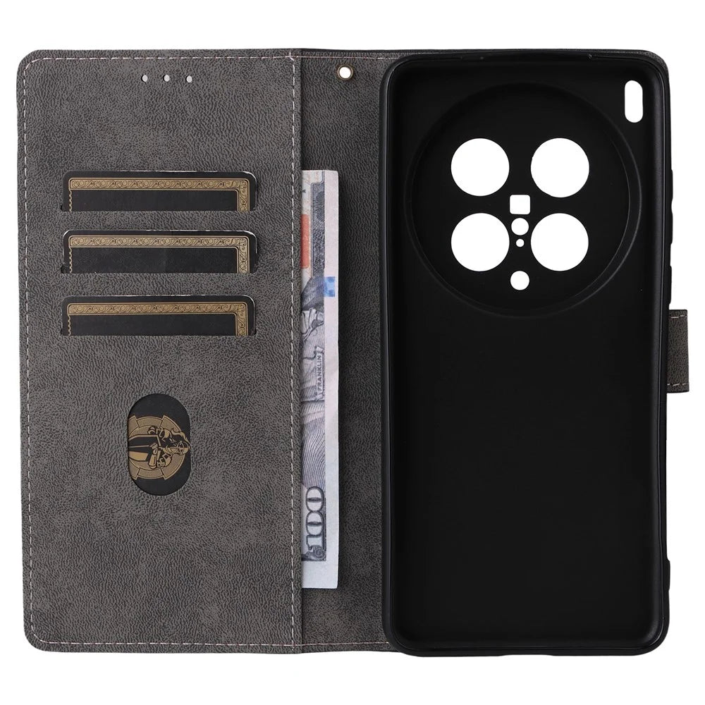 For vivo X200 Ultra 5G Case Wallet RFID Blocking PU Leather Phone Cover Stand with Strap - Black - 3