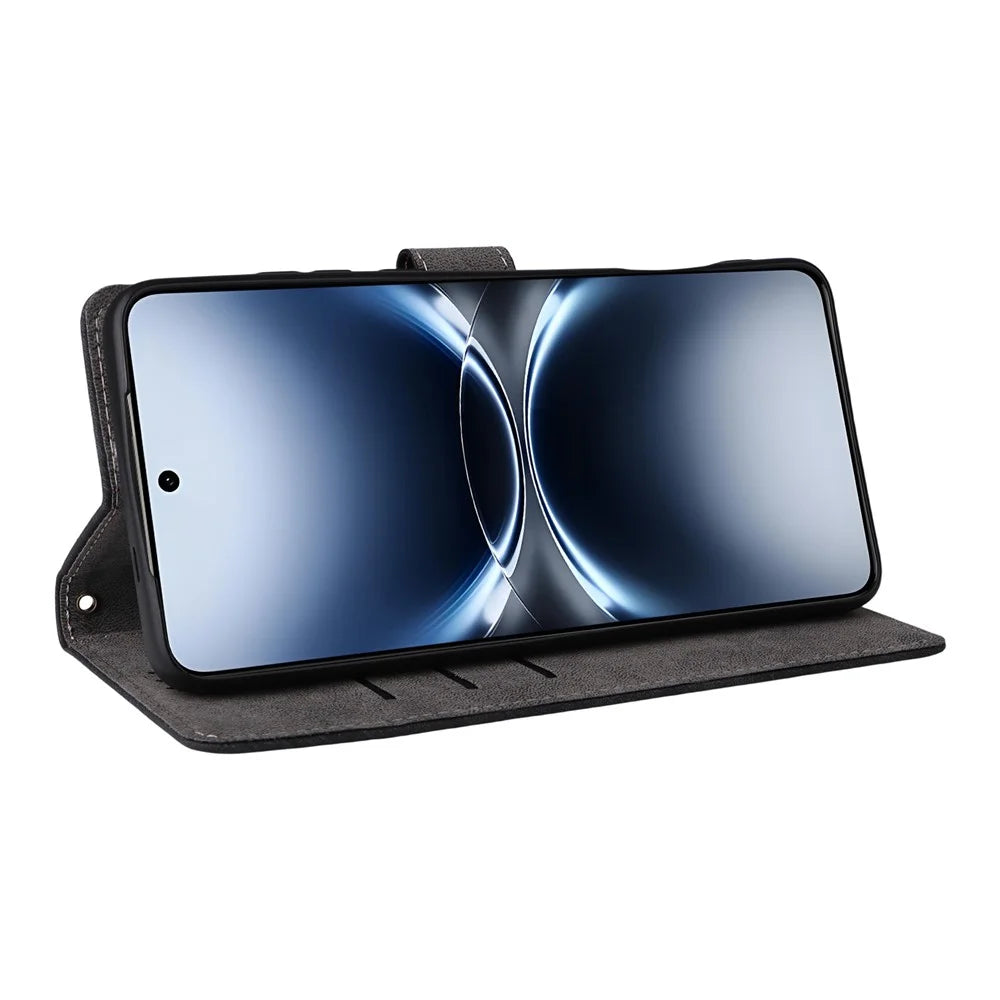 For vivo X200 Ultra 5G Case Wallet RFID Blocking PU Leather Phone Cover Stand with Strap - Black - 4