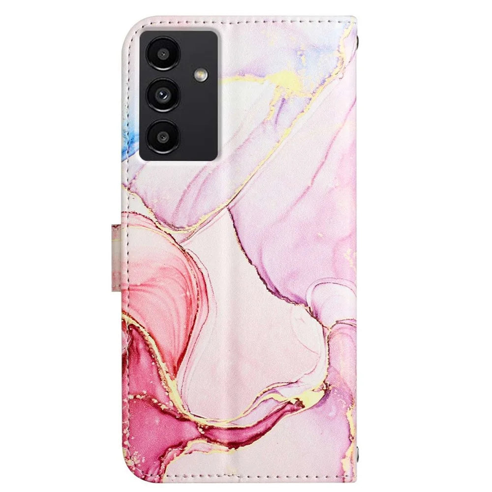 For Samsung Galaxy A14 5G / A14 4G Wallet Phone Case Marble Pattern PU Leather Stand Cover with Strap - Rose Gold LS005 - 6