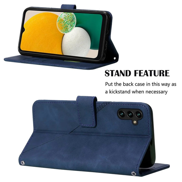 For Samsung Galaxy A14 5G / A14 4G Leather Case with Shoulder Strap Wallet Stand Phone Cover - Sapphire - 3