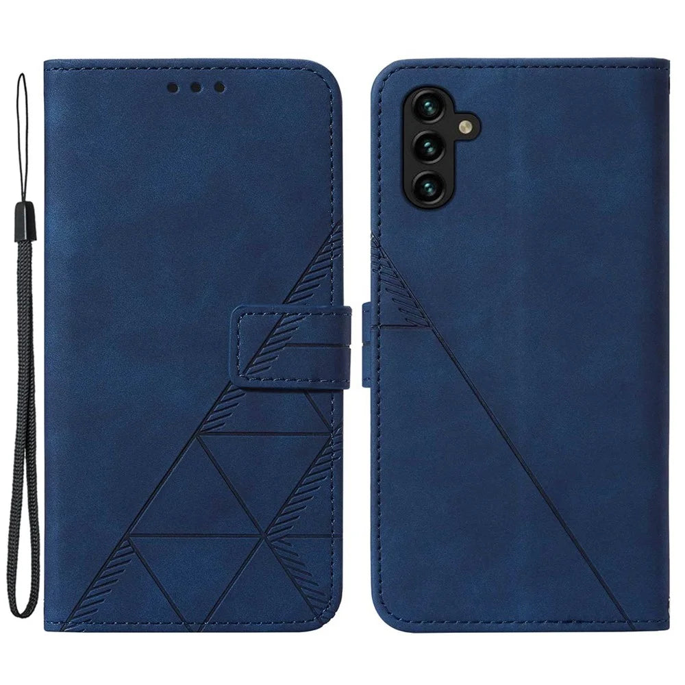For Samsung Galaxy A14 5G / A14 4G Leather Case with Hand Strap Wallet Stand Phone Cover - Sapphire - 1