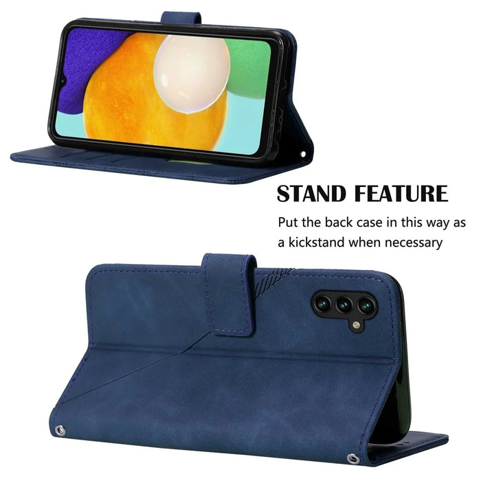 For Samsung Galaxy A14 5G / A14 4G Leather Case with Hand Strap Wallet Stand Phone Cover - Sapphire - 3