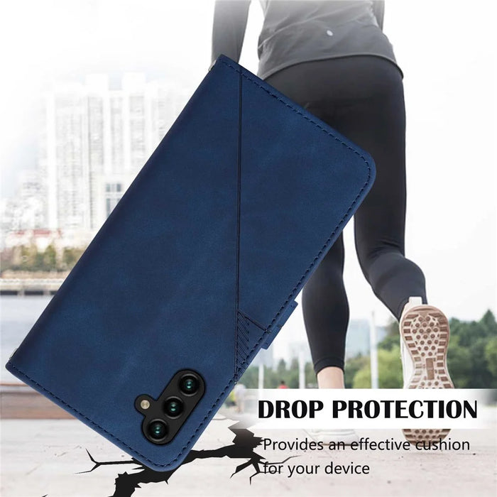For Samsung Galaxy A14 5G / A14 4G Leather Case with Hand Strap Wallet Stand Phone Cover - Sapphire - 6