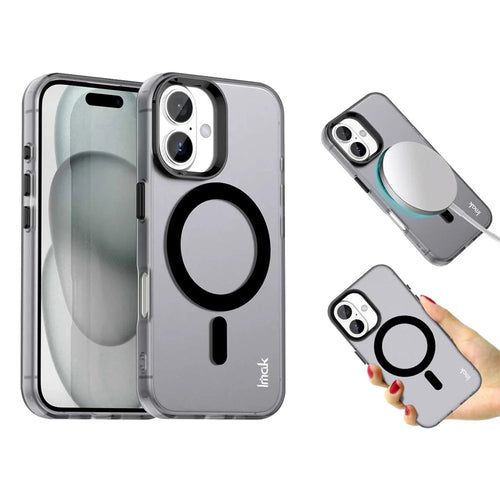 IMAK For iPhone 16 Plus Case Compatible with MagSafe Candy Color Anti Drop TPU + PET Back Cover - Black - 1