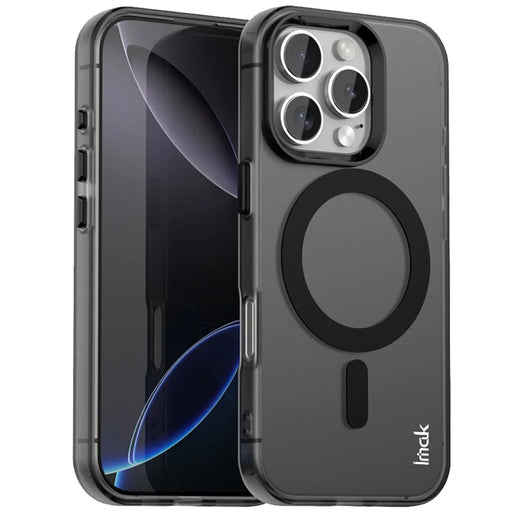 IMAK For iPhone 16 Pro Max Case Compatible with MagSafe Candy Color Anti Drop TPU + PET Back Cover - Black - 2
